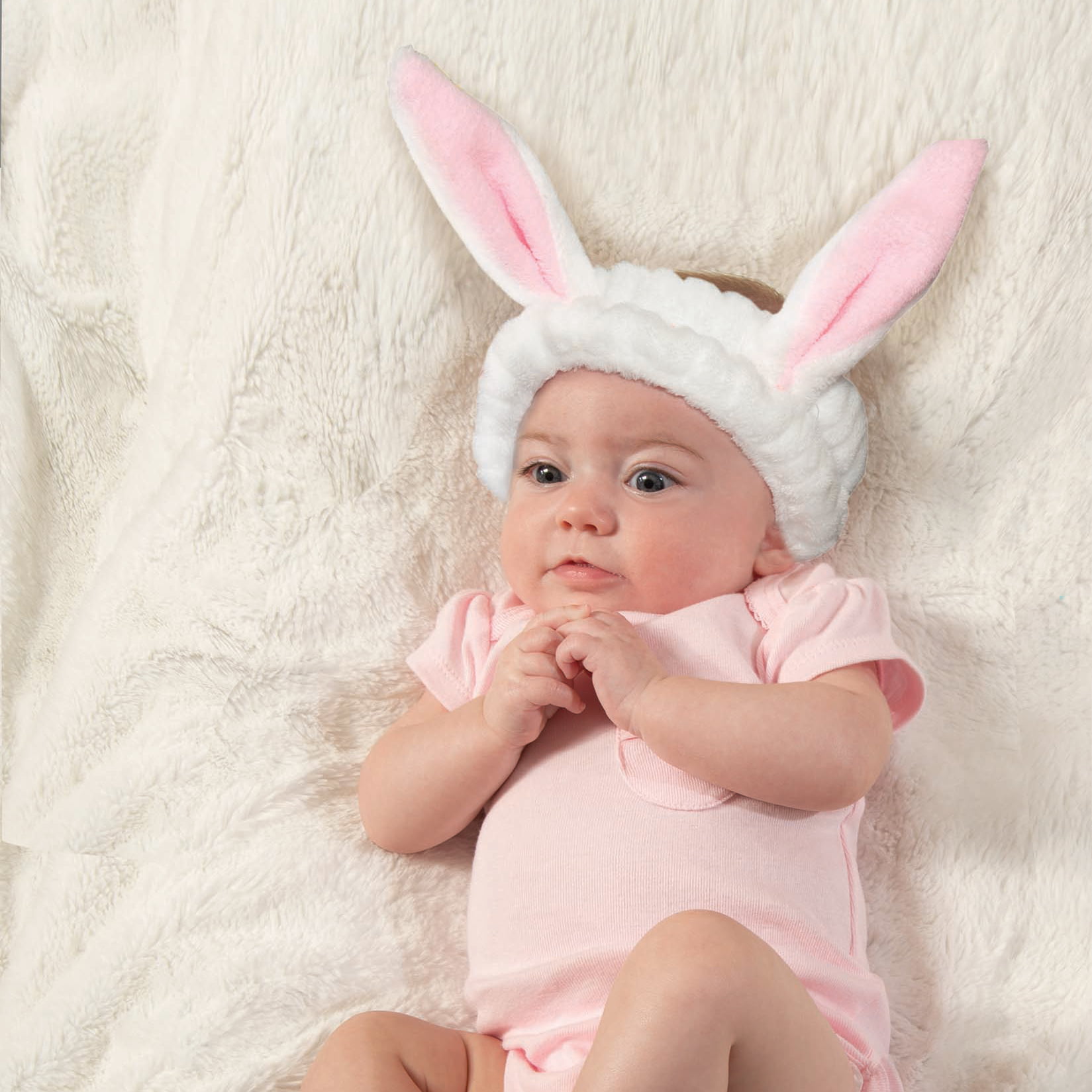 Quality Soft White Pink Bunny Rabbit Ears Headband Kids Child Size Fuzzy Easter 