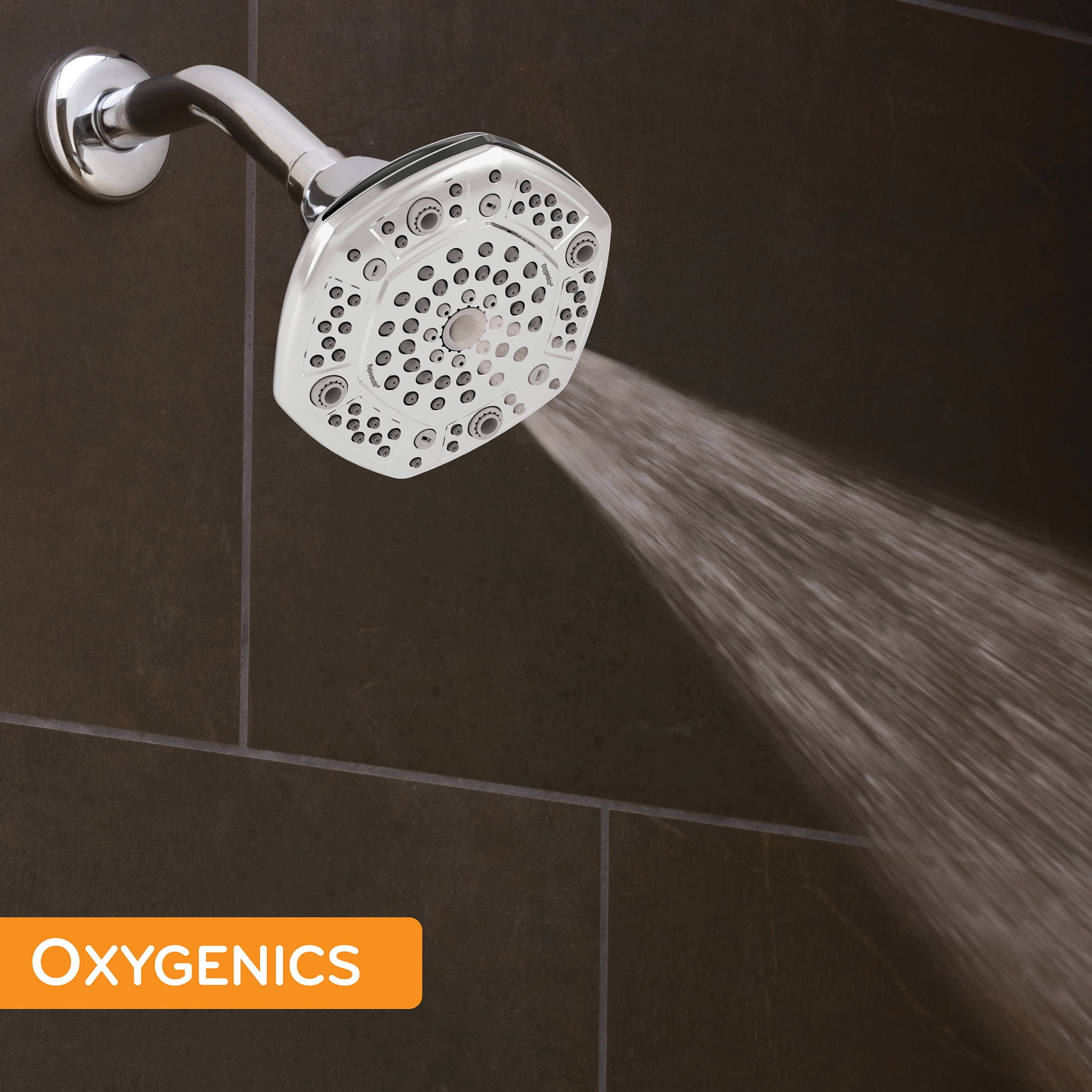 Oxygenics Rejuvenate Chrome Fixed Shower Head with 8 Settings and 4.75-Inch Spray Face
