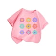 thumbnail image 2 of Mooqilaa Girls Cotton T-shirts Size 7-8, Short Sleeve Fashion Crew Neck Kids Summer Tops Graphic Tees Pink, 2 of 6