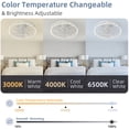thumbnail image 2 of 20-inch Modern Ceiling Fan with Light, Remote Control, Flush Mount Dimmable LED with Stepless Color Change, 6 Speeds, Low Profile Design - White, 2 of 8