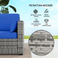thumbnail image 3 of 3-Seater Outdoor Sofa with Cushions, PE Rattan Conversation Patio Couch with Pillows for Garden, Poolside, Blue, 3 of 6