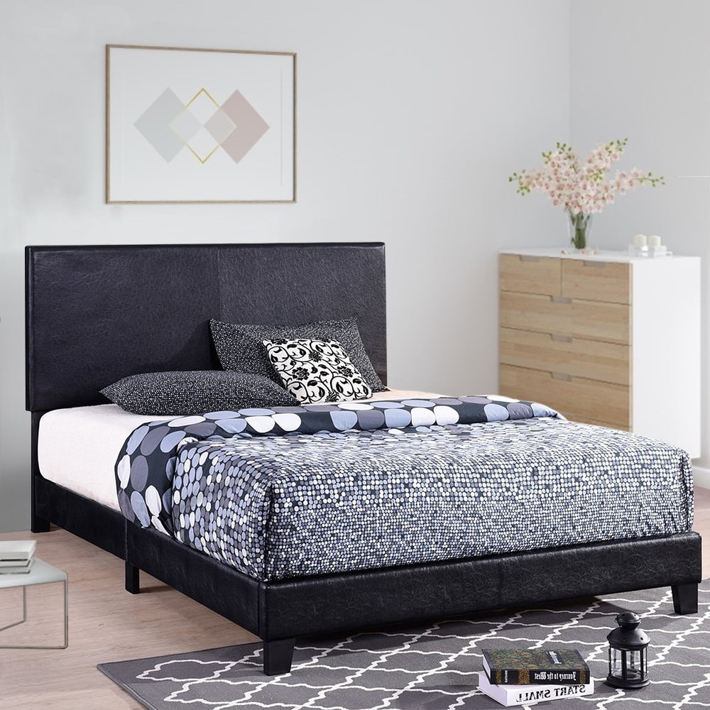 Clearance Full Size Platform Bed Frame With Headboard Heavy Duty Faux Leather Upholstered Bed Frame Mattress Foundation With Wood Slat Support For Adults Teens Children Modern Bedroom Furniture L489 Walmart Com Walmart Com