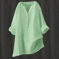 thumbnail image 2 of Wlynlyn Cotton Linen Shirts for Women 2024 Buttons V Neck 3/4 Sleeve Tops Trendy Dressy Blouses Casual Loose Comfy Tunic Tops, 2 of 5