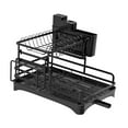 thumbnail image 2 of GUOOL 2 Tiersdish Rack Sink Shelf Household with Retractable Drain Pipe Space Saving Black, 2 of 9