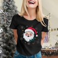thumbnail image 2 of Christmas T Shirt for Women Xmas Satan Claus Print Short Sleeve Crew Neck Basic Tees Funny Gifts Holiday Casual Blouses, 2 of 4