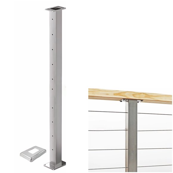 Wisewang Stair Rope Railing Posts, Stainless Adjustable Top Posts, Installation, Sturdy And Suitable For Areas, Living Outdoor silver-white