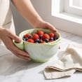 thumbnail image 5 of Aurorax Ceramic Berry Bowls with Holes and Saucer Vortex Berry Bowl Colander Self Rinsing Food Strainers,Swirling Berry Bowl for Fresh Blueberries,Strawberries,Cherries,Cranberries,Vegetable, 5 of 7