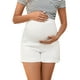 thumbnail image 1 of INSPIRE CHIC Pantalones Cortos de Verano para Mujeres con Dobladillo y Bolsillos para Maternidad Embarazo de Mezclilla Blancos Pequeños, 1 of 6