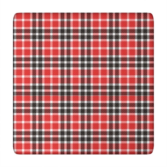 Red Black White Checkerboard Checkered Pattern Square Fitted Tablecloth with Elastic Edge,Square Table Cover,Washable Elastic Table Cover for Home Kitchen Party Decor 34"x34"