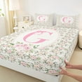 thumbnail image 3 of Castle Fairy Monogrammed Letter G 4 Pieces Queen Sheet Sets for Teens Boys Girls,Kawaii Bow Ultra Soft Flat Sheet,Chic Flower Rose Queen Fitted Sheet,Super Cozy Room Decor, 3 of 7