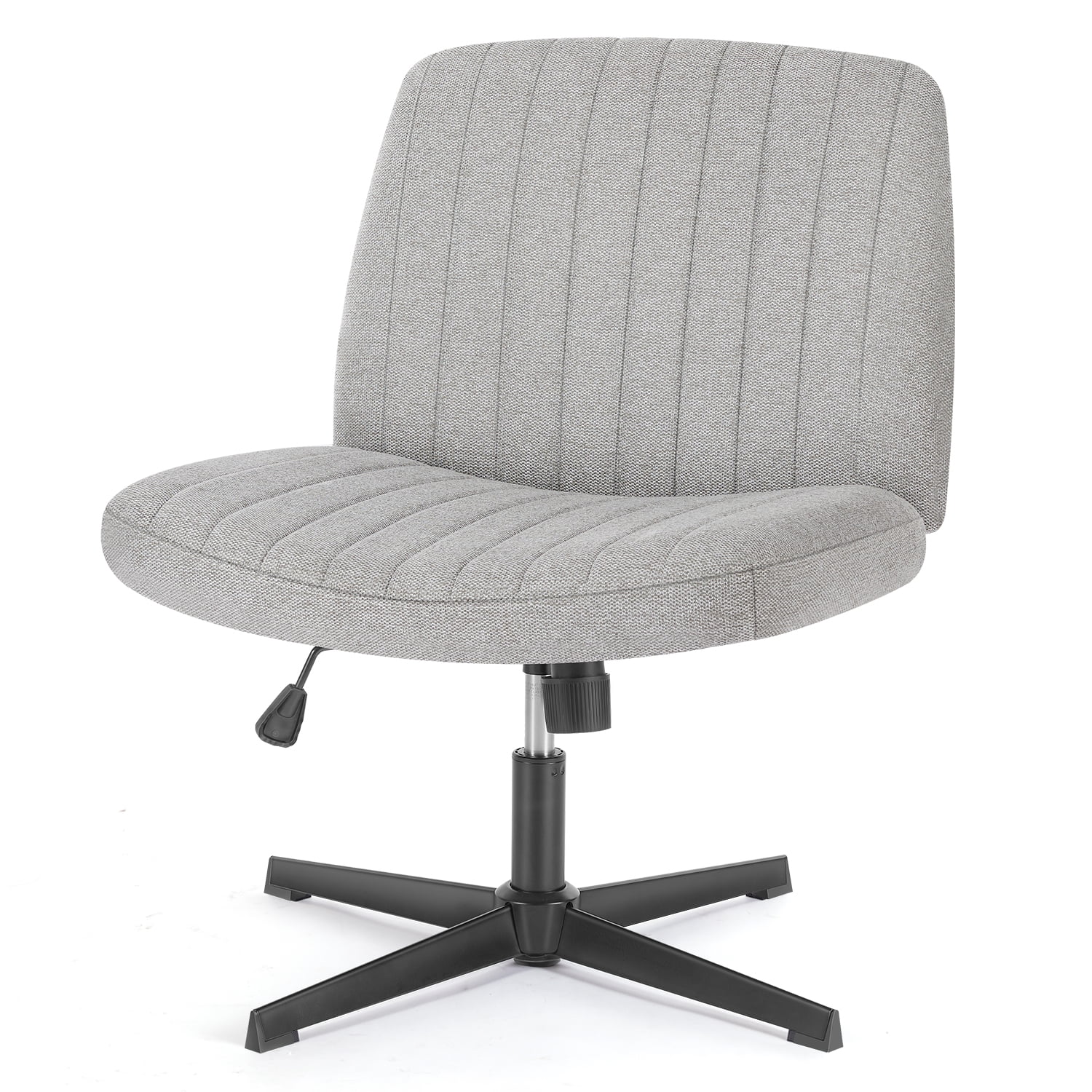 Office Chair Armless Criss Cross Legged Chair No Wheels, Comfy Home Office Desk Chairs, Adjustable Swivel Padded Fabric Vanity Task Computer Chair