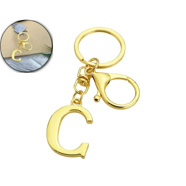Dvruxg Alphabet Metal Keychain, Golden Letter Pendant Charm, Personalized Bag Accessory for Christmas Gifts & Daily Key Organization