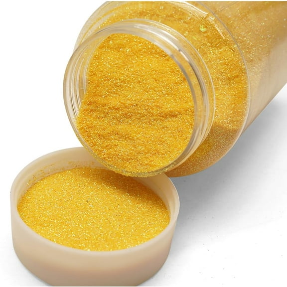Lassos Boutique 1-Pound Extra Fine Decorative Bulk Glitter Powder Bottle Art Craft (Gold Yellow)
