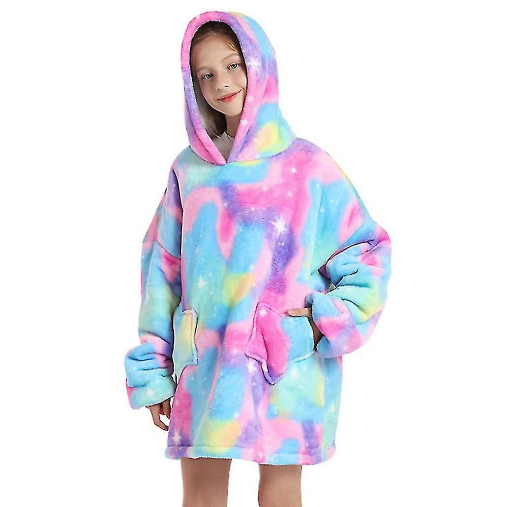 Blanket Hoodie Warm Soft Sherpa Fleece Oversized Star Pockets For
