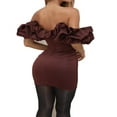 thumbnail image 4 of POINTERTECK Robe de Soirée pour Femmes Classique Couleur Unie à Volants Sans Bretelles Dos Nu Robe Formelle Noire TG, 4 of 7