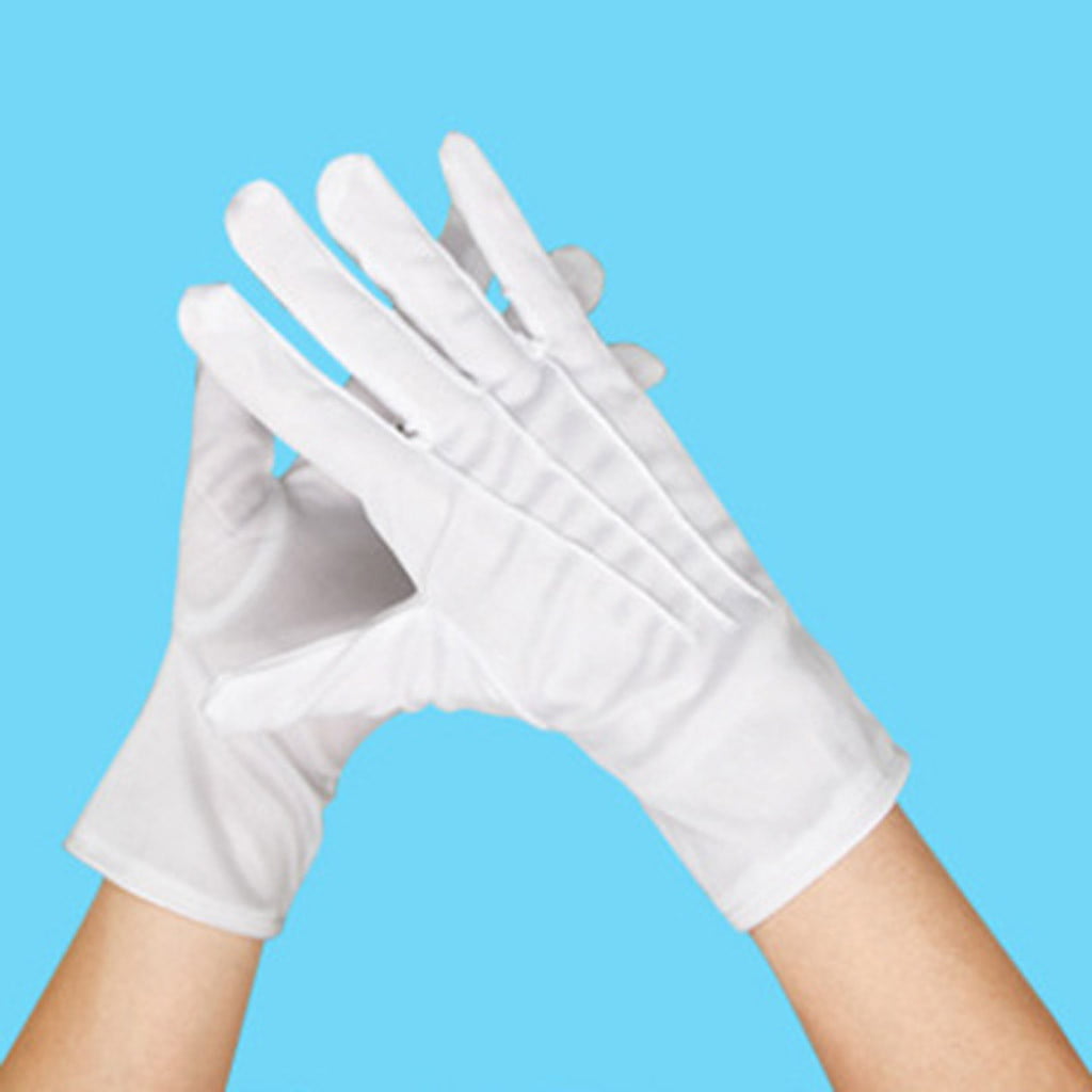 6 Pc Oversized Stretch Sweat-Proof Breathable Elastic White Gloves Large Cloth Gloves for Women White Cotton Gloves