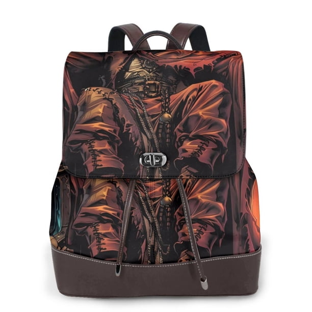 Balery Dark Skull King Throne Mochila de Cuero para Mujeres, Gran Capacidad, Bolsa de Viaje Multifuncional, Mochila de Cuero y Bolsa de Hombro para Mujeres