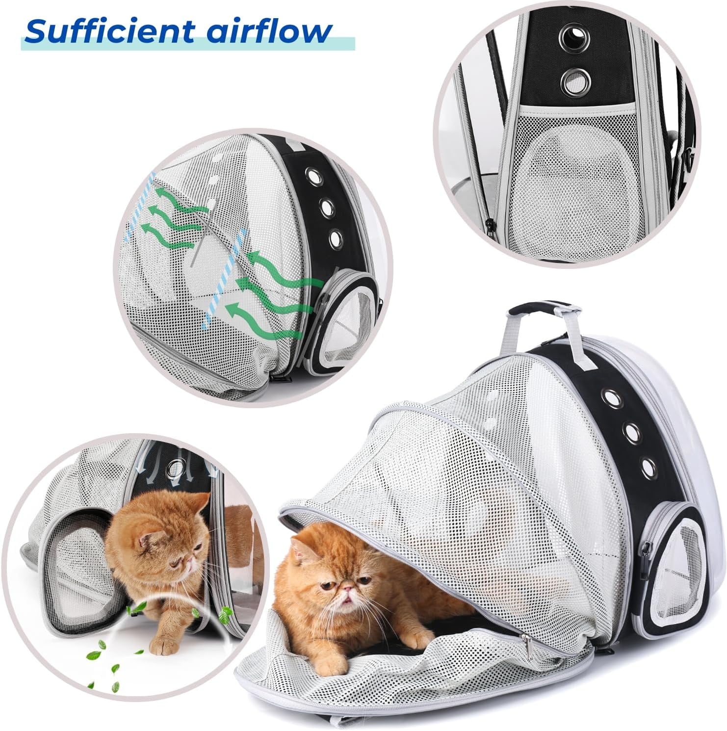 Expandable Bubble Pet Carrier for Cats and Small Dogs, Airline Approved Travel Backpack for Hiking, Walking & Outdoor Adventures – Cat Carrier Backpack