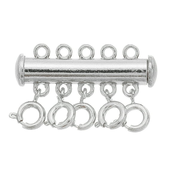 Uxcell Layering Necklace Clasp 5 Strands Slide Magnetic Tube Lock Clasp, Silver
