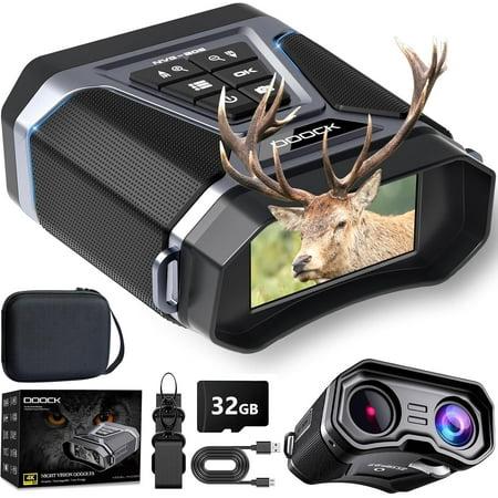 Night Vision Goggles Full-Color 4K Night Vision Binoculars with 5200mAh Rechargeable 8X Digital Zoom 4K UHD Video & 52MP Image Infrared NVG Goggles for Camping Hunting & Security (Black)