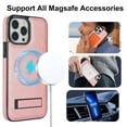 thumbnail image 5 of Designed for iPhone 16 Pro Max, Luxury Slim Fit PU Leather Back Case with Magsafe Kickstand Wireless Charging Luxury Protective Anti-slip Durable Phone Cover for iPhone 16 Pro Max, Rosegold, 5 of 8