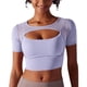 thumbnail image 5 of Top corto de malla para Fitness, camiseta de manga corta para entrenamiento de Yoga, Top ajustado para mujer, Pilates, correr, deporte y entrenamiento, camisetas de gimnasio, ropa deportiva, 5 of 5