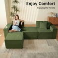 thumbnail image 3 of SOULART 76.76" Bed Sofa, Modular Sectional Loveseat Sofa with 2 Ottoman, U shaped loveseat for livingroom,No Assembly Required,Green, 3 of 9