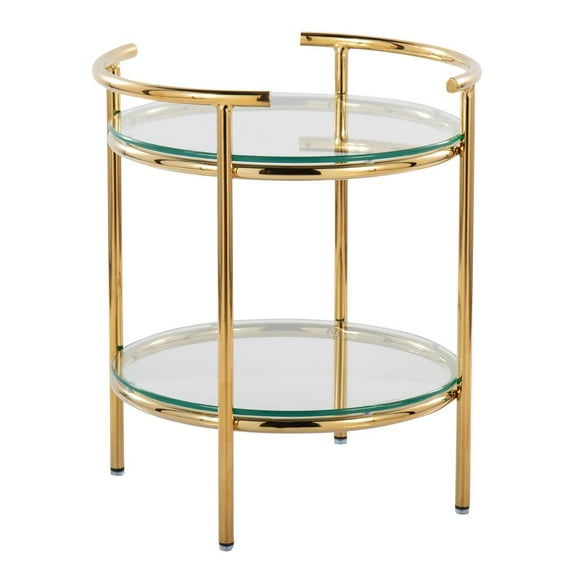 LumiSource Gold Metal, Clear Glass Rhonda Side Table