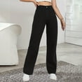 thumbnail image 2 of Women's Chic High Waist Straight Leg Jeans, Classic Denim Trousers with Comfort Stretch & Tailored Fit,Black L, 2 of 5