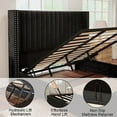 thumbnail image 6 of Merluxy Queen Bed Frame Lift Up Storage Bed, Velvet Queen Upholstered Bed Frame Channel Tufted Wingback Headborad/No Box Spring Needed/Black, 6 of 9