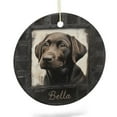 thumbnail image 2 of Custom Name Chocolate Labrador Puppy Christmas Ornament Keepsake Gifts Holiday Present Idea Round Keepsake Ornament Bauble Present Dog Themed, 2 of 7