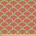 thumbnail image 2 of Ambesonne Watermelon Fabric by the Yard Upholstery, Overlapping Fruit Slice, 1 Yard, Dark Coral Lime Green, 2 of 5