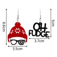 thumbnail image 3 of Pendientes colgantes de Papá Noel HO para mujer, regalo de Navidad, sombrero rojo de Navidad, gafas, chica, letra OH FUDGE, pendiente colgante Irregular, joyería, 3 of 4