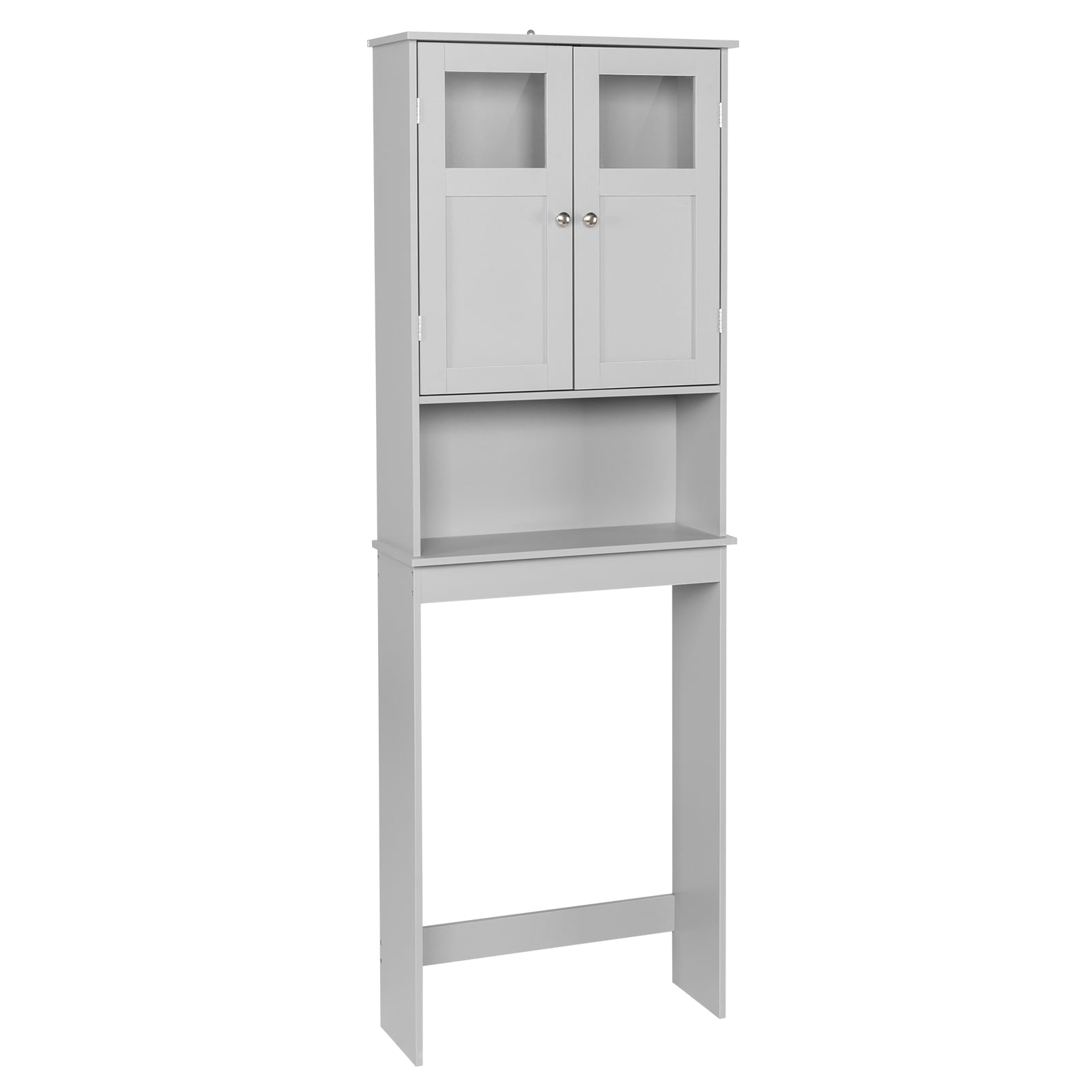 2-Door 3-Tier Toilet Cabinet MDF Melamine-Faced Bathroom Vanity, Grey 23.23*8.66*66.93in