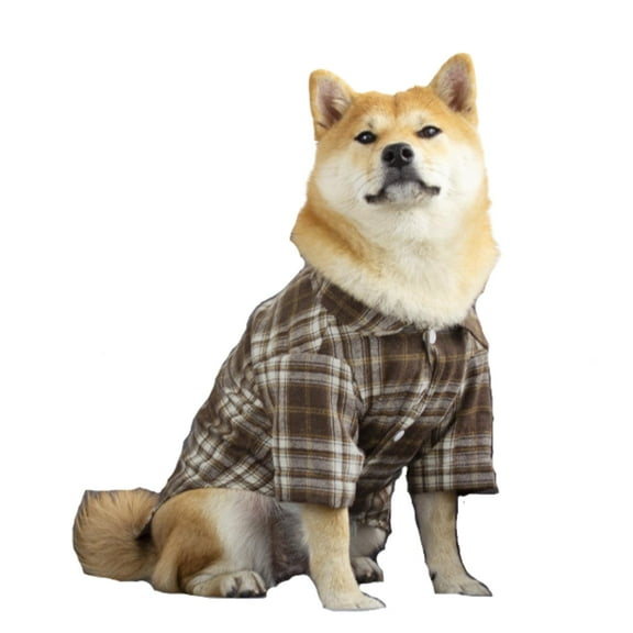 Harikaji Small Dog Shirt, Plaid Dog Wedding Formal Shirt with D-ring, Classic Dog Costume for Cats Small Medium Dogs Coffee S