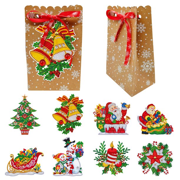 Bolsas Regalo Diamond Art 8 Piezas Navidad para Regalos Fiesta Navideños
