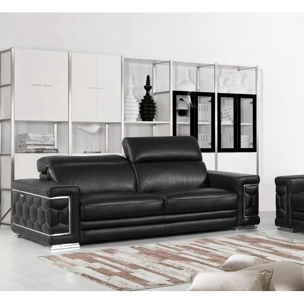 Contemporary Black Genuine Italian, Genuine Italian Leather Sofa Bed