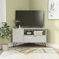 thumbnail image 6 of Bowery Hill Modern Wood Multi-Storage Corner TV Stand in White, 6 of 10