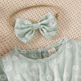 thumbnail image 3 of Gibobby Mameluco niño Conjunto de diademas con estampado Floral de manga larga para niñas pequeñas(Verde, 6-9 Meses), 3 of 5