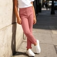 thumbnail image 4 of SHTXOZHI Girls Knitted Base Layer Solid Color Elastic Waist Flared Pants Cute Ruffle Hem Fall Winter Casual Pants, 4 of 8
