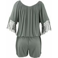 thumbnail image 3 of Women's Strapless Off Shoulder Printed Beachwear Short Rompers Jumpsuits, 3 of 4