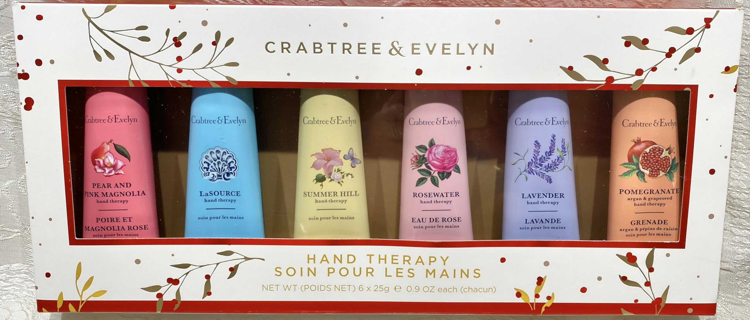 Coffret Cadeau Crabtree & Evelyn - 6 Crèmes Mains 25g - Parfums Variés, Voyage