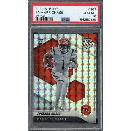 Ja'Marr Chase 2021 Panini Mosaic Silver Prizm Rookie Card RC #307 Graded PSA 10