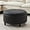 Faux Leather Black, variant on 16.5 inch Tufted Small Round Storage Ottoman, Modern Upholstered Ottoman with Soft Padded Seat, Chic Round Vanity Foot Stool with Removable Lid,White