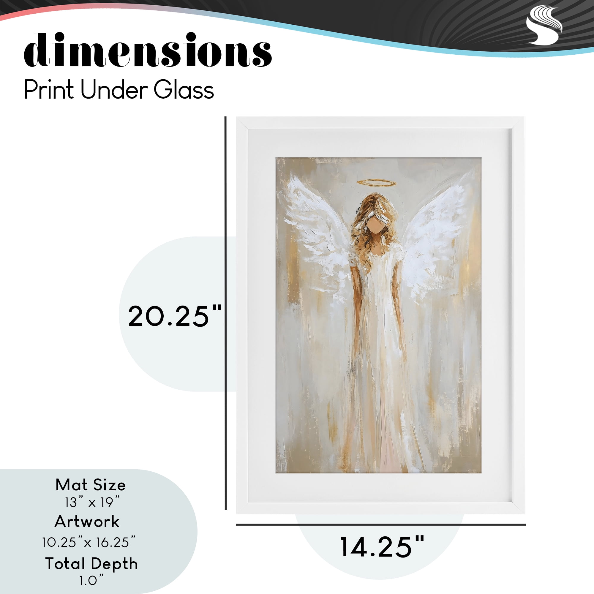 Divine White Robe Angel White Framed Print Under Glass, design by Petal Prints Design