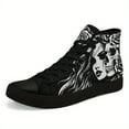 thumbnail image 4 of Coolcustomize toMen's Gothic Punk Shoes, Plus Size High-Top Sneakers, Black & White Gothic Woman face Floral pattern - Cushioned Rubber Sole, Athletic Couple Shoes for Men, Dressy Shoes, 4 of 11