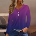 thumbnail image 2 of BangWanChi Womens Blouses for Work Long Sleeve Women's Casual Gradient Long Sleeve V-Neck Tops, 2 of 5