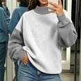 thumbnail image 2 of Womens Mock Neck Sweatshirt Oversized Pullover Sweatshirts No Hood Plain Long Sleeve Turtleneck Tops Fall Winter Clothes Light Gray XL, 2 of 9