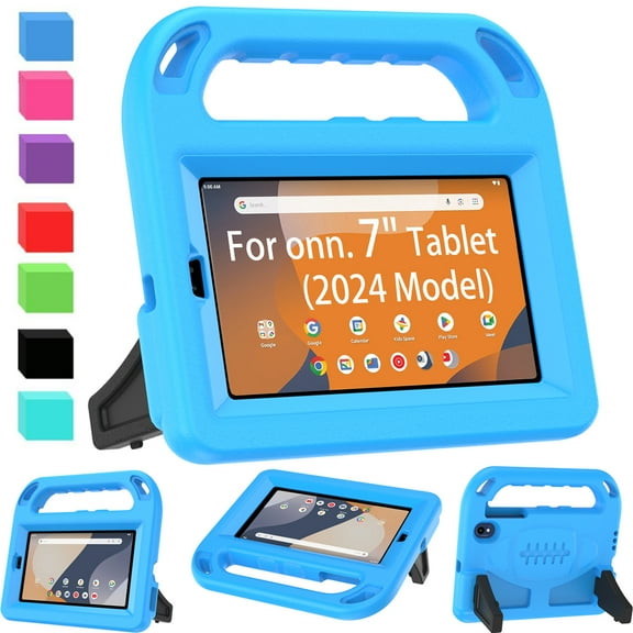 SUPNICE Kids Case for Onn 7 inch 2024 Gen 4 (Model 100135924) , Built-in Screen Protector Lightweight Handle Friendly Kickstand Cover for Walmart Onn 7 Tablet 2024 Release, Blue