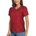 thumbnail image 2 of Xecao Vintage Burgundy for Women's V-Neck T-Shirts-Elegant Half-Sleeve Tops Perfect for Summer-Medium, 2 of 5